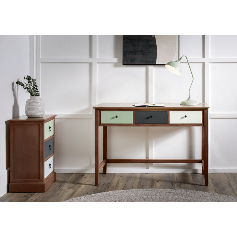 Zuria Solid Wood Writing Desk, Sage Green/Brown