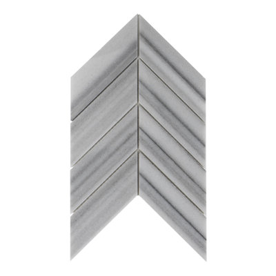 3"x6" Zebra Chevron Polished Marble Mosaic