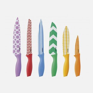 Colorful Kitchen Knives Set of 6 PCS Cute Fruit Knife Set with Gift  Box,High Carbon Steel Kitchen Knife Set without Block, Environmental Wheat  Straw