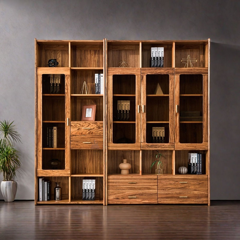 Bibliothèque entièrement en bois massif