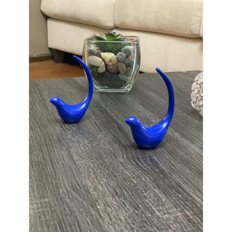 Metal Bird Ring Holders, Set of 2, Blue