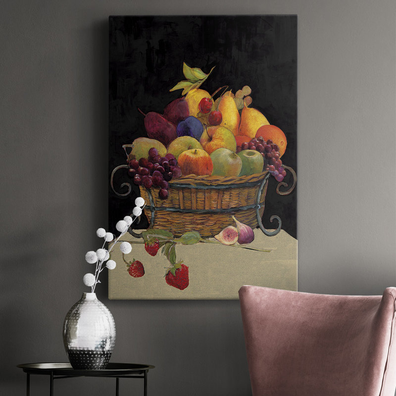 Panier de fruits I Revisit Premium, toile tendue avec châssis - prêt à être accroché, H 12 po x l 8 po x P 1 po