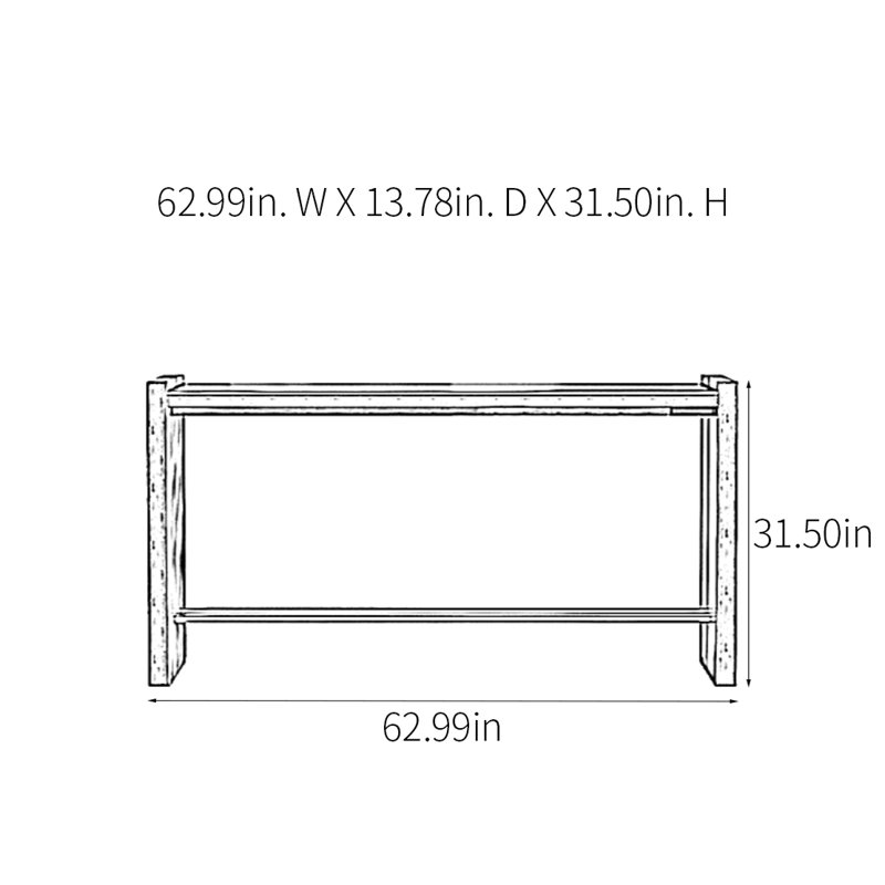 Console rétro minimaliste, Noir / brun, H 31,5 po x l 62,99 po x P 13,78 po
