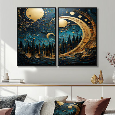 Moon Moon and Gold Cerulean Cycle Dreams I - Art mural lune