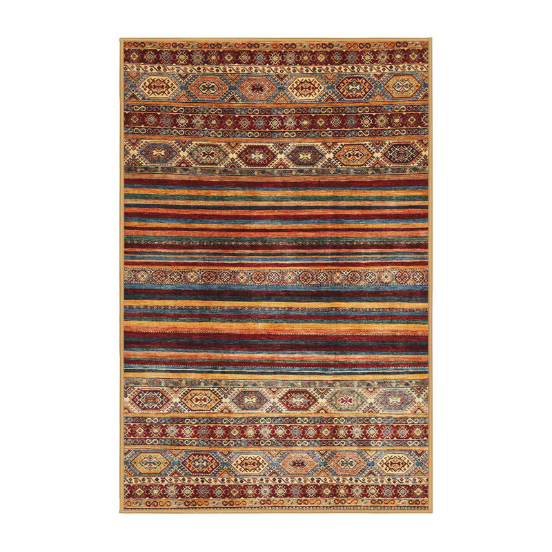 Tapis brun / jaune Southwestern, Rectangle 6 pi x 9 pi