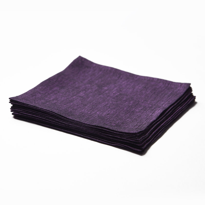 100% Pure Linen Cocktail Napkins - Athena, Grape