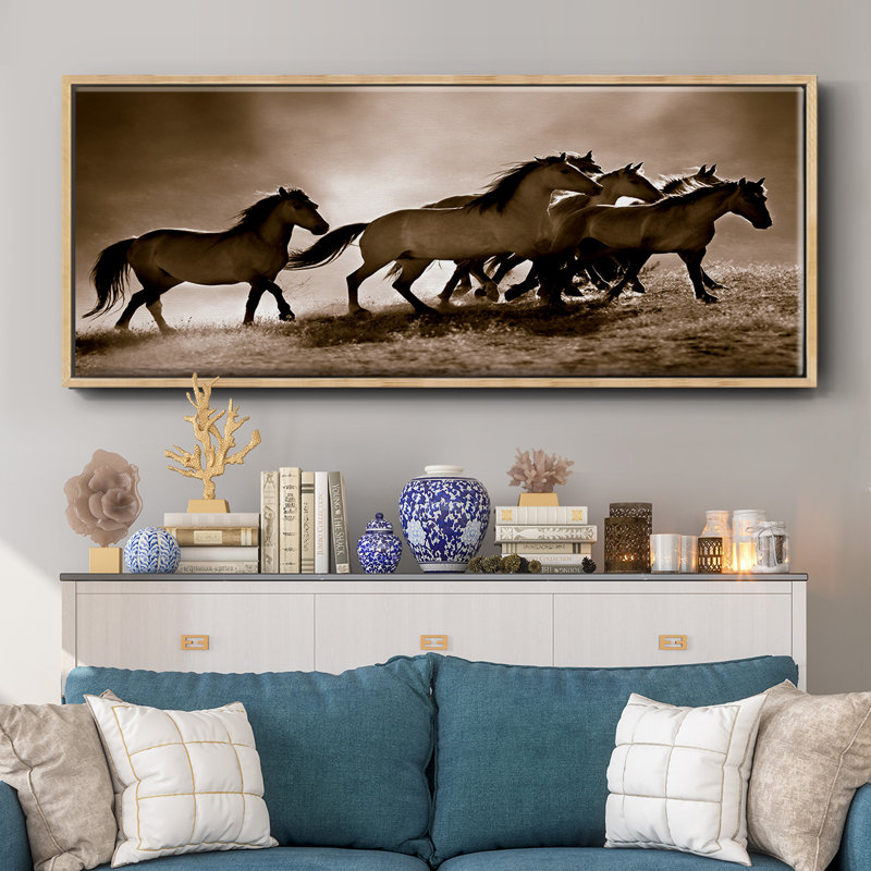 Chevaux sauvages - toile encadrée, H 8 po x l 20 po