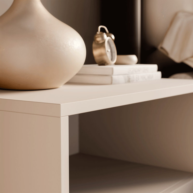 51cm W Bedside Table, Cashmere/Black