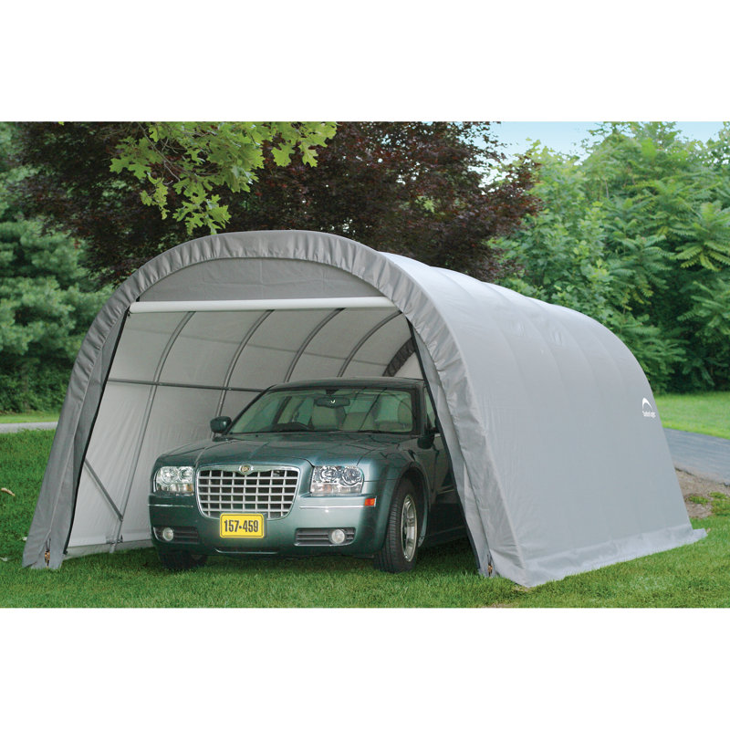Abri rond de style rond, couverture verte, H 8 pi x l 12 pi x P 24 pi, Gris