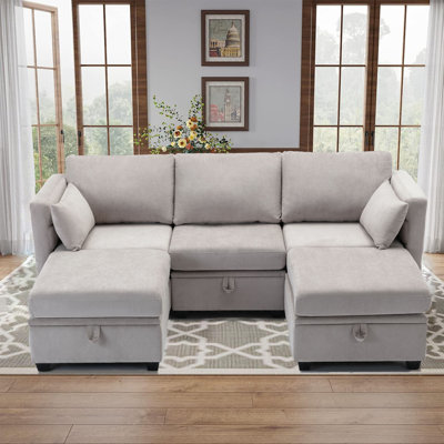 Dilen 5 - Piece Upholstered Sofa Modular Storage Couch & Ottoman by Latitude Run