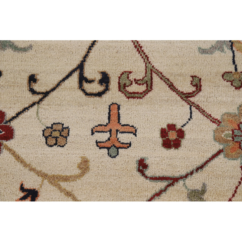 Tapis oriental fait à la main à motif floral Kazak 8 x 10