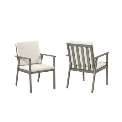 SeeHill Outdoor Patio Dining Chairs, 2 Pieces Outdoor Aluminum Dining Chairs with Thickened Cushions, Weatherproof Patio Dining Furniture Chairs Set f