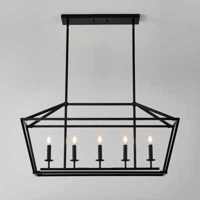 Bar industriel à 5 bar noir, luminaire suspendu pour la salle à manger, la chambre à coucher, le luminaire suspendu du couloir, le couloir, l'îlot de cuisine
