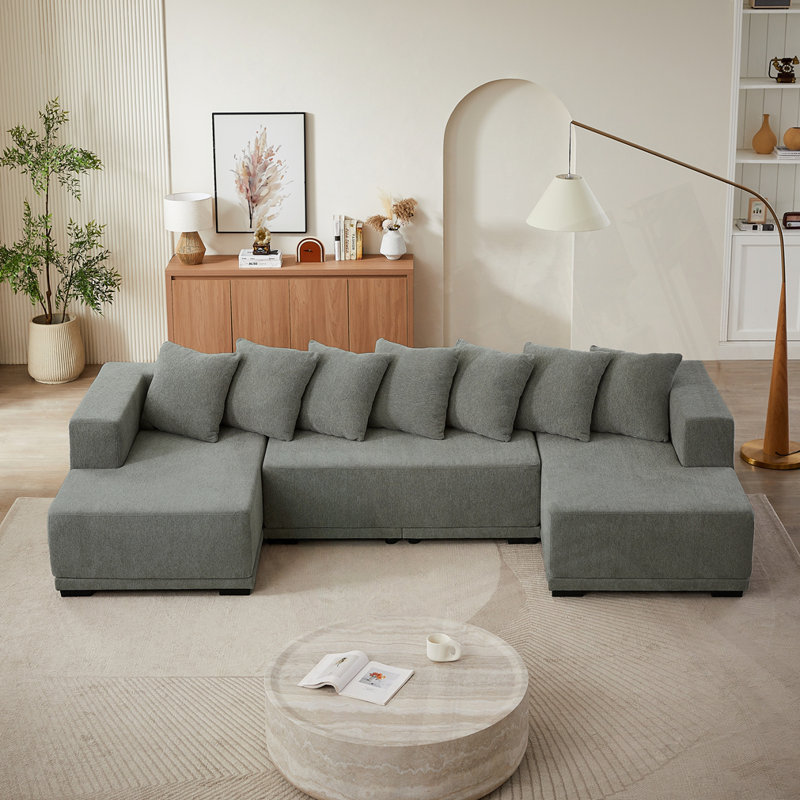 Ensemble de canapé modulaire en U Chenille, Gris