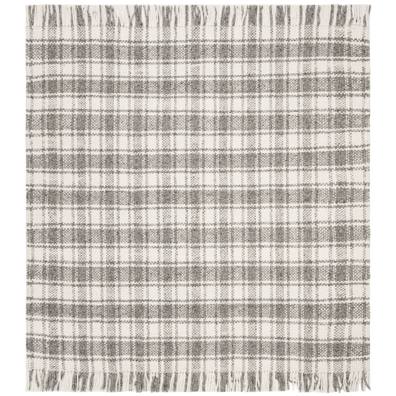 Jacques Hand Woven Wool Plaid Rug, Square 6'