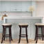 Tabouret de bar 30 po, finition couleur café, siège en tissu beige-457892649-457892648