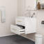 Ensemble de meuble-lavabo mural 24 po avec lavabo, deux tiroirs, lavabo en céramique, assemblage facile, poignée longue en métal doré, 2 tiroirs de rangement, blanc brillant-119117013-119697175