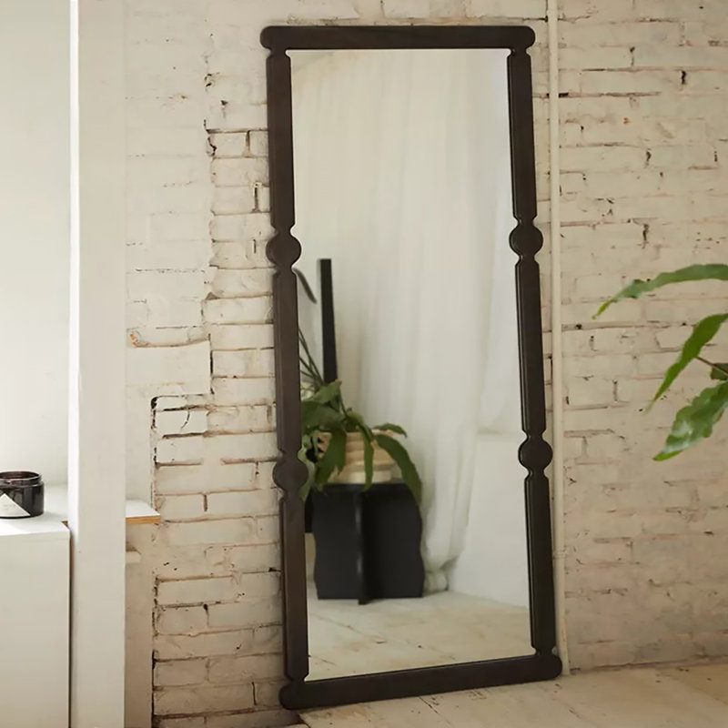 American-Style Fan-Shaped Edge Wall-Mounted Full-Length Mirror, 66.93" H x 27.56" W
