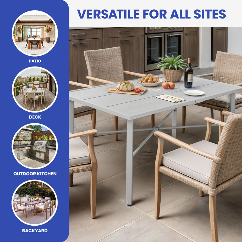 Silvaine Rectangular Outdoor Dining Table Yes , 59.1 " W 35.4 " D