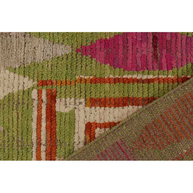Moroccan Hand Knotted Geometric Area Rug, Runner 2'6" x 10'