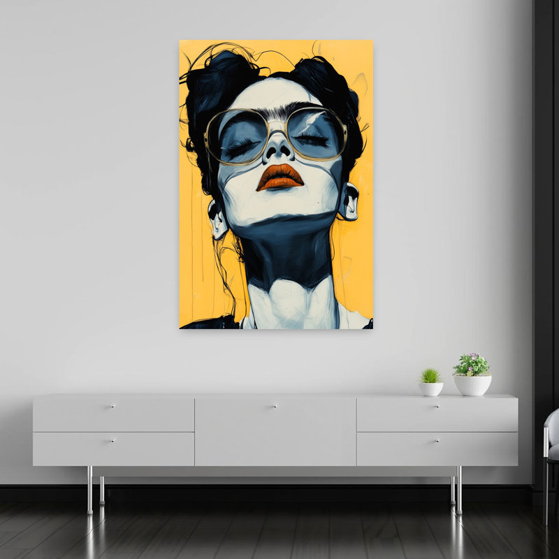 Stylish Sunglasses Woman Retro Wall Art Print 1 Piece Wrapped Canvas Wall Art, 152.4cm H x 101.6cm W