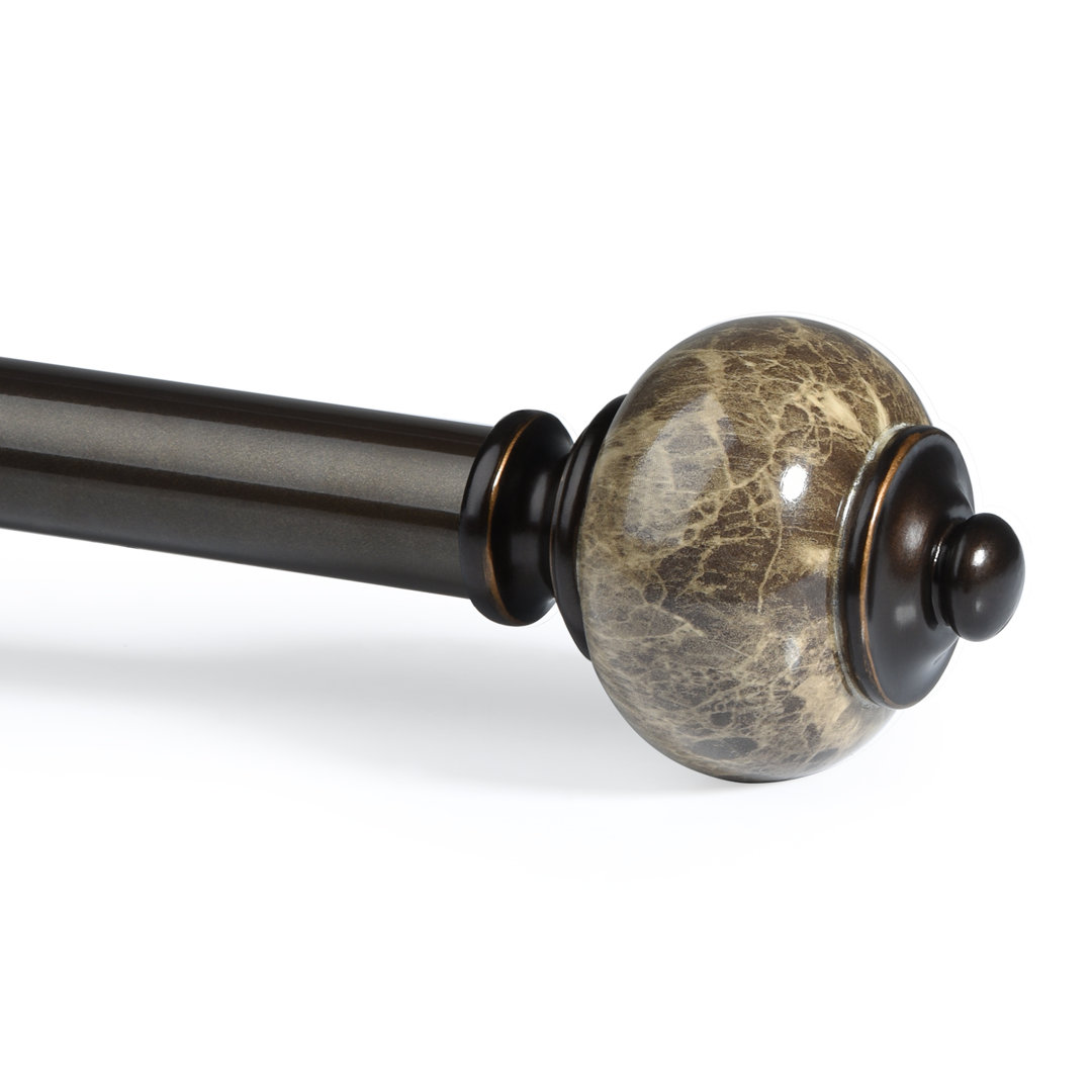 Cianah Single Drapery Rod, Marbled Finials Charlton Home® 