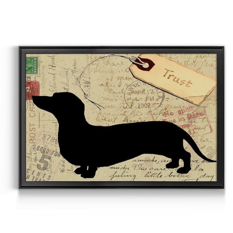 «Dachsund Silhouette», reproduction sur toile, Toile avec cadre noir, H 18,5 po x l 24,5 po x P 1,5 po