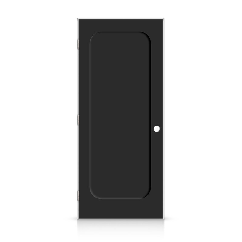 Curved 1 Panel Shaker Painted Smooth Composite Single Prehung Interior Door, 26" x 84", Black, Right