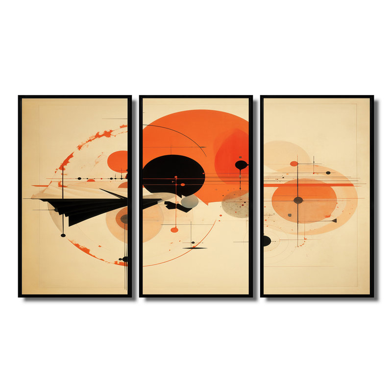 Corbet - ensemble d'art mural géométrique, Cadre flottant noir, H 32 po x l 48 po x P 1 po