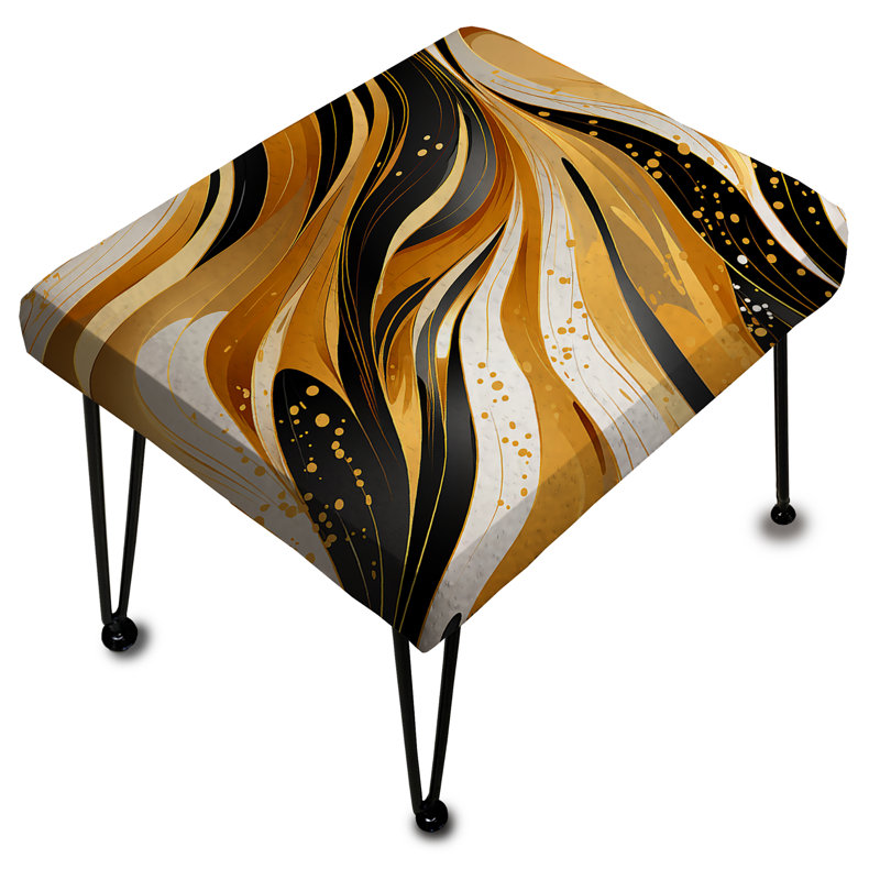 Gold And Black Striped Bengals - Marble Rectangle Ottoman