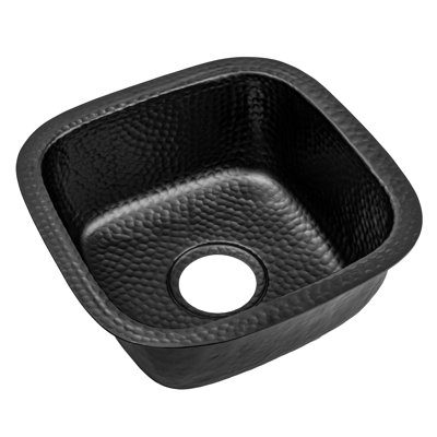 Aluminum Hand Hammered Atlas Dual Mount Single Bowl Bar Prep Sink 15", Black