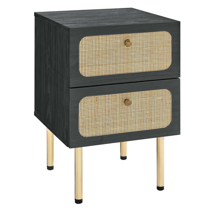 Modway Chaucer 2-Drawer Nightstand, Black/Gold