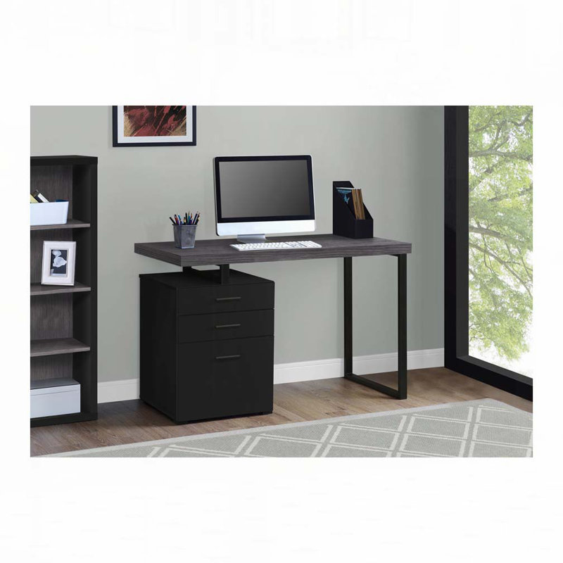 Babken Reversible Desk, Black/Dark Brown