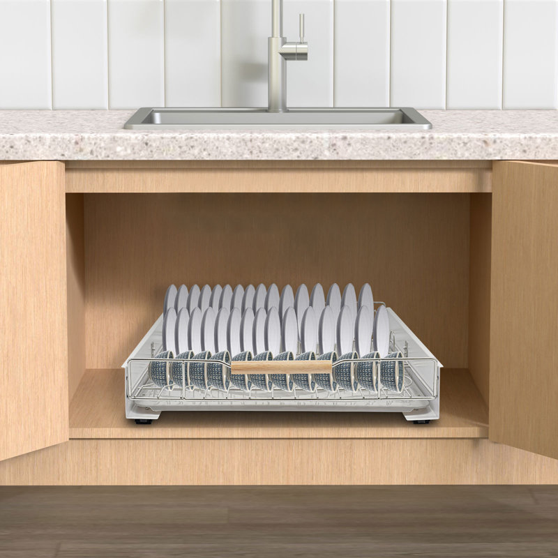 Pull Out Drawer Kitchen Cabinet Organizer Bottom-Mounted Slide Out Storage Shelf