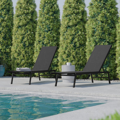 Aubreeana All-Weather PVC-coated Polyester Adjustable Chaise Lounge Chairs by Hokku Designs