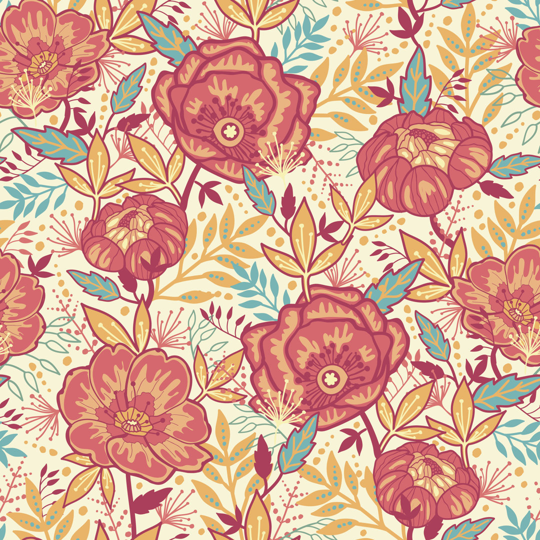 Blais Bright Garden Flowers Background by Oksancia - Drucken