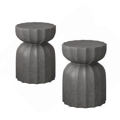 Set Of 2 Modern Outdoor And Indoor Waterproof Durable Mgo Coffee Side Table Set For Patio, Garden, Backyard And Living Room