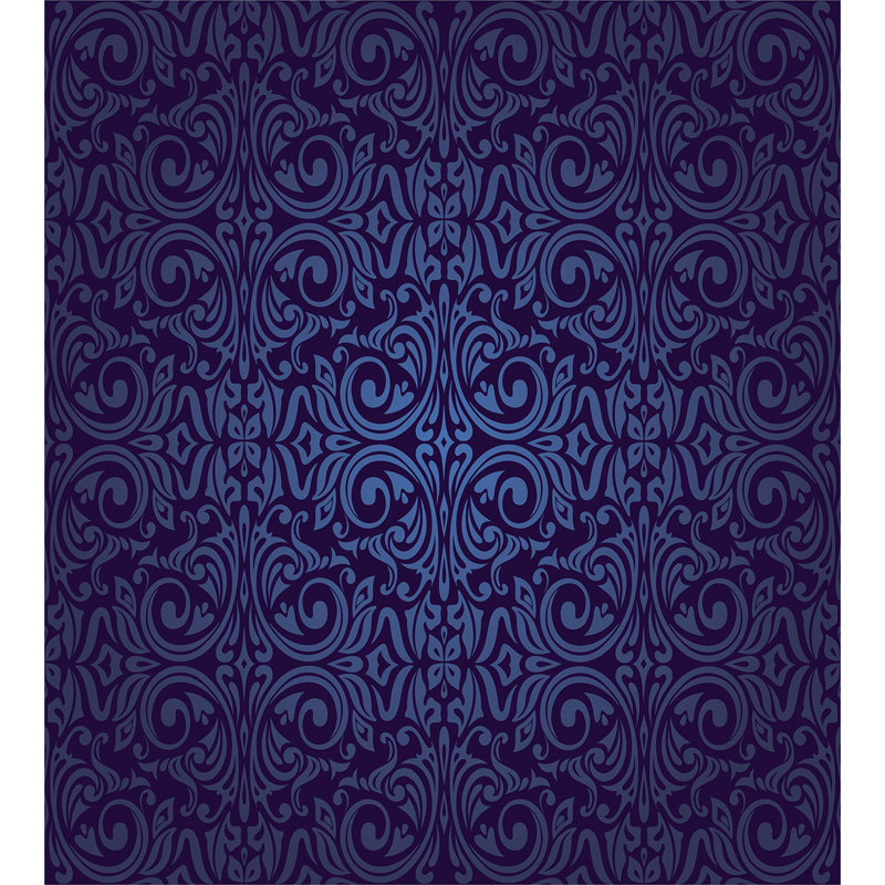 King Size Dark Blue Microfiber Damask Duvet Cover Set