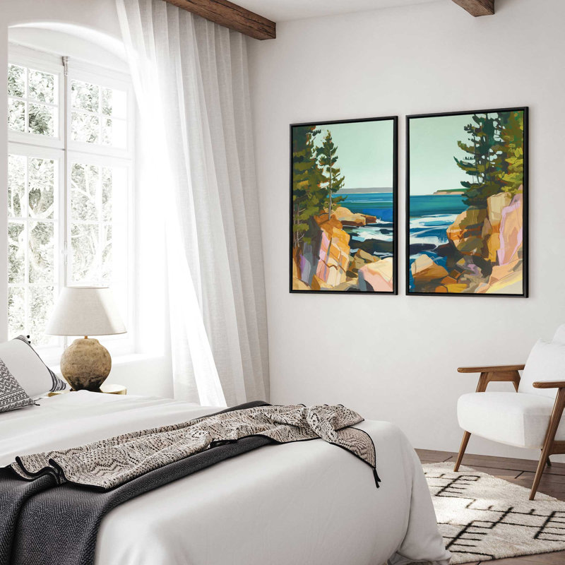 Ensemble 2 pièces Seacliff Whispers On Canvas par Azure Artisanal Studio, H 14 po x l 20 po x P 1,75 po