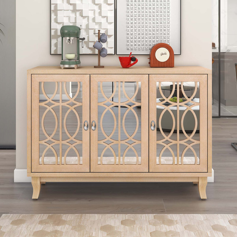 Mardella 47.18'' Sideboard,Buffet,Dining cabinet,Credenza with adjustable shelves, Natural Wood Wash