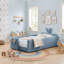 Lit plateforme bleu à double boucle, tête de lit Bunny, barrière de sécurité et poche de rangement latérale-1365738482