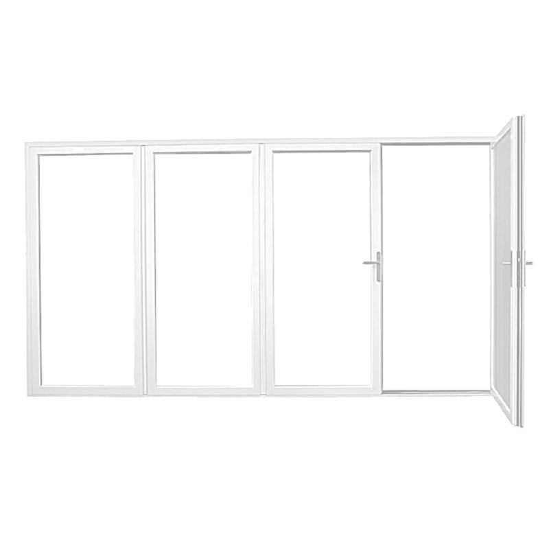 Portes de patio pliantes en aluminium, Blanc, S'ouvre à gauche vers l'extérieur, H 84 po x l 144 po