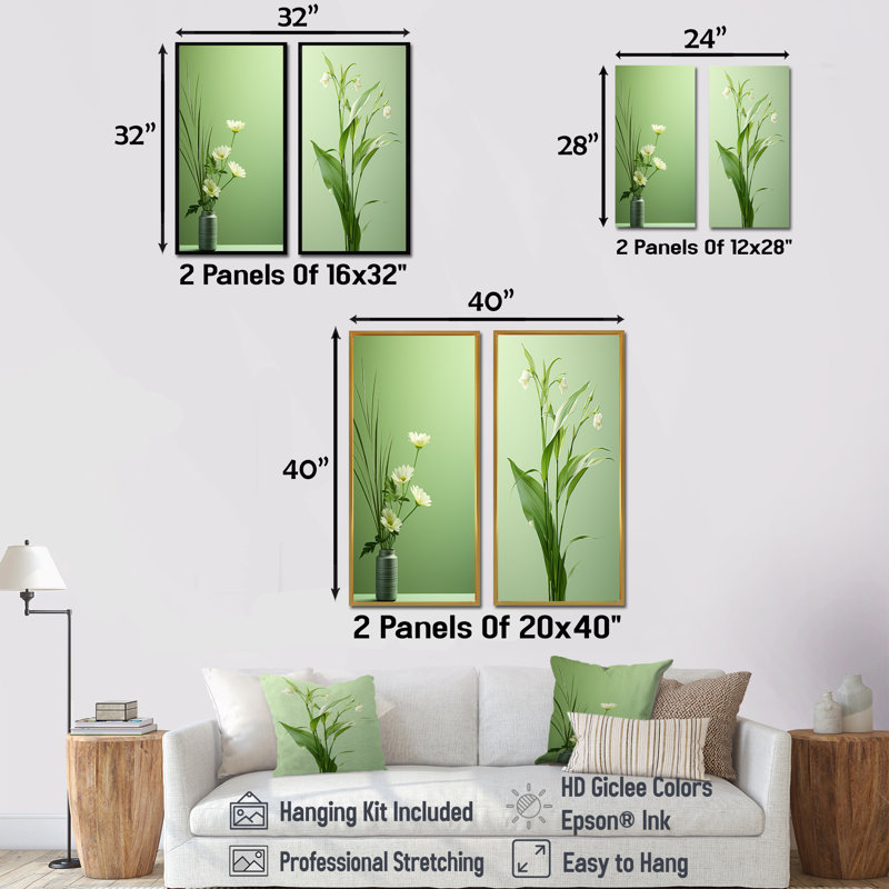 «Simplistic Flora Petal Bliss - Flowers», ensemble de 2 reproductions d'art sur toile, Toile tendue, H 28 po x l 25 po