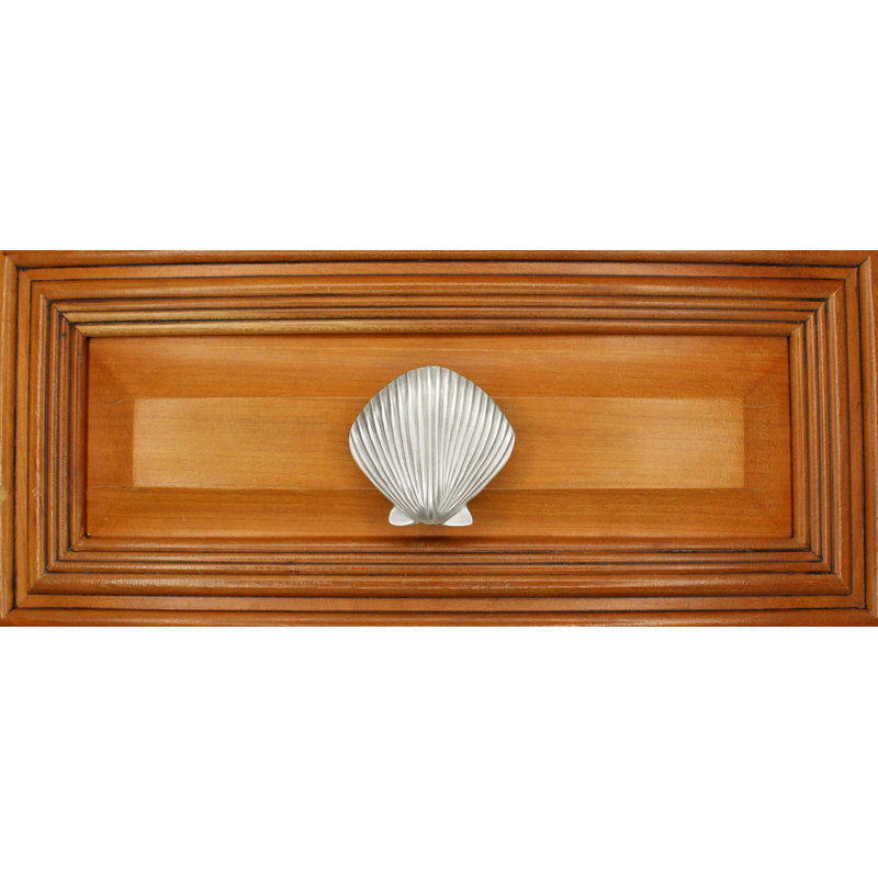 1 1/2" Seashell Knob, Brushed Nickel, 2" L x 2" W, 1
