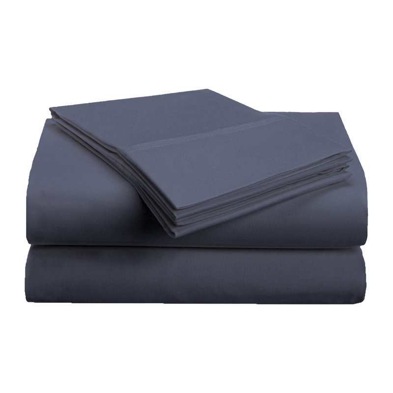 Brushed Microfiber Breathable Wrinkle Resistant Sateen Sheet Set, King Sheet Set + 1 Fitted Sheet + 2 Pillowcases, Navy Blue