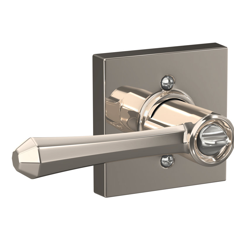 Dempsey Keyed Entry Lever with Collins Trim, Polished Nickel