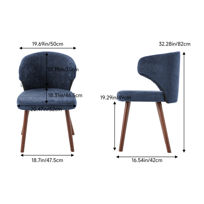 49cm H Upholstered Wing Back Accent, Blue