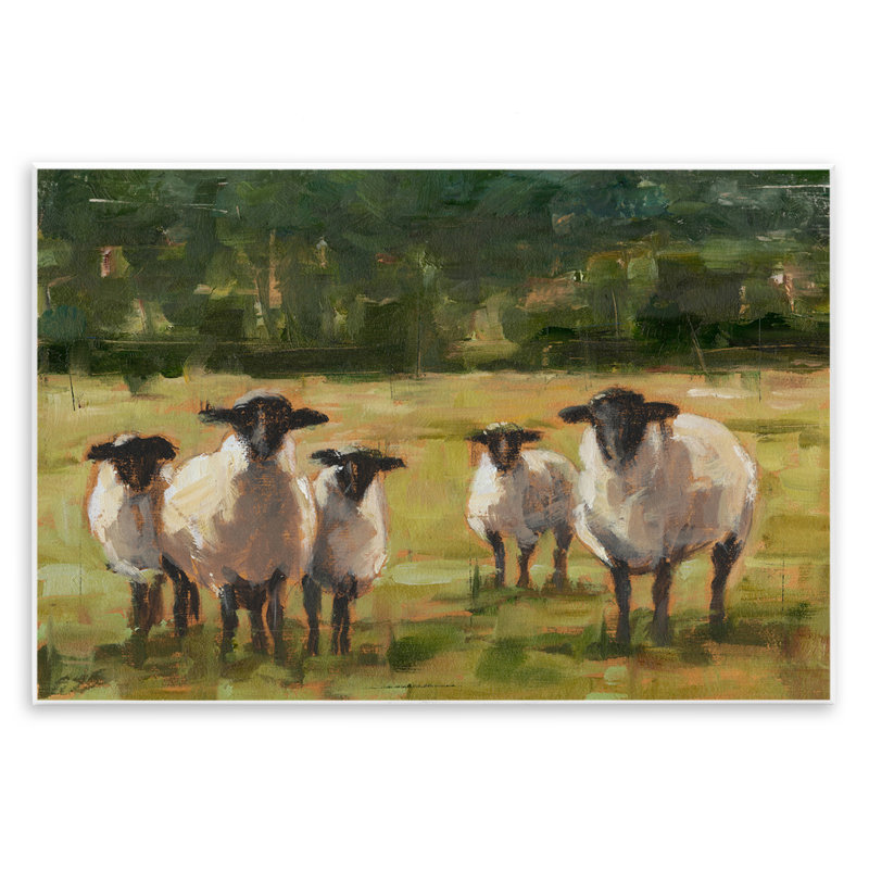 «Flock of Sheep Family Peinture», impression, H 13 po x l 19 po