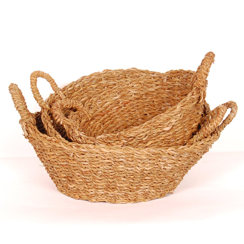Ensemble de paniers ronds/en rotin 3 pièces