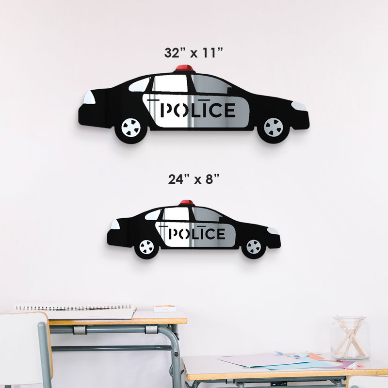 Décoration murale voiture de police, H 8 po x l 23 po x P 1 po